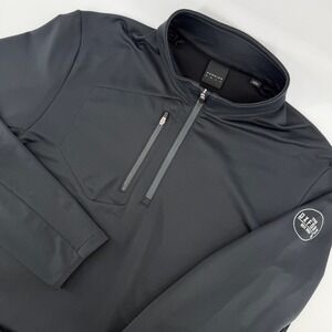 Dunning Golf Pullover Mens Large Black Quarter Zip Chest Pocket Oxford Pro-Am